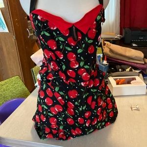 Retro cherry print romper